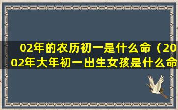 02年的农历初一是什么命（2002年大年初一出生女孩是什么命）