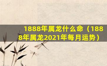 1888年属龙什么命（1888年属龙2021年每月运势）