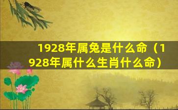 1928年属兔是什么命（1928年属什么生肖什么命）