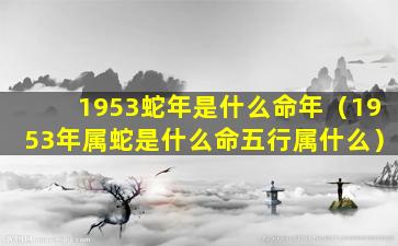 1953蛇年是什么命年（1953年属蛇是什么命五行属什么）