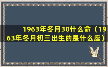 1963年冬月30什么命（1963年冬月初三出生的是什么座）