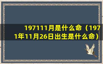 197111月是什么命（1971年11月26日出生是什么命）