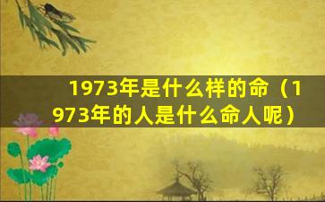 1973年是什么样的命（1973年的人是什么命人呢）