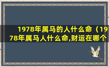 1978年属马的人什么命（1978年属马人什么命,财运在哪个方位呢）