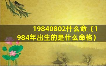 19840802什么命（1984年出生的是什么命格）