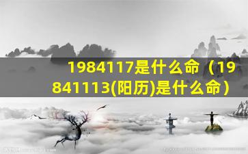 1984117是什么命（19841113(阳历)是什么命）