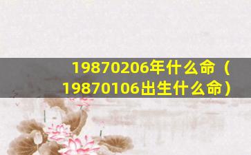 19870206年什么命（19870106出生什么命）