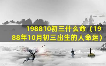 198810初三什么命（1988年10月初三出生的人命运）