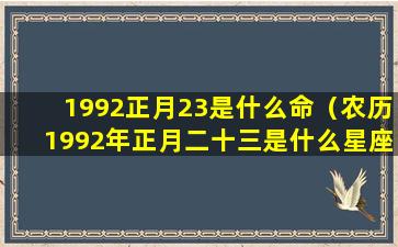 1992正月23是什么命（农历1992年正月二十三是什么星座）