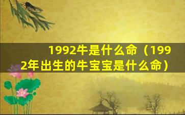 1992牛是什么命（1992年出生的牛宝宝是什么命）