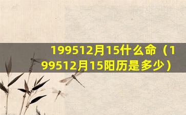 199512月15什么命（199512月15阳历是多少）