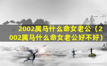 2002属马什么命女老公（2002属马什么命女老公好不好）