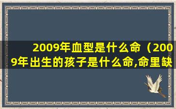 2009年血型是什么命（2009年出生的孩子是什么命,命里缺什么）