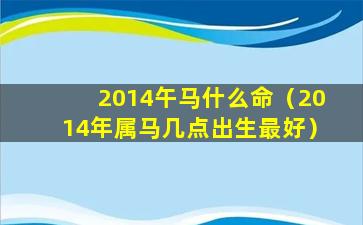 2014午马什么命（2014年属马几点出生最好）