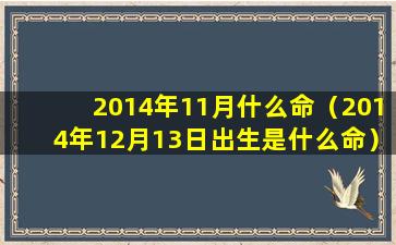 2014年11月什么命（2014年12月13日出生是什么命）