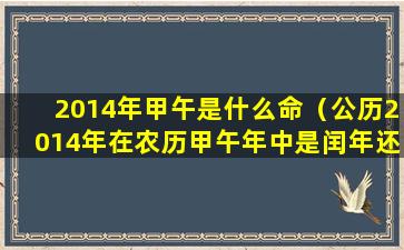 2014年甲午是什么命（公历2014年在农历甲午年中是闰年还是平年）