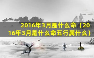 2016年3月是什么命（2016年3月是什么命五行属什么）