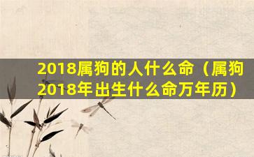 2018属狗的人什么命（属狗2018年出生什么命万年历）