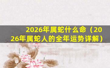 2026年属蛇什么命（2026年属蛇人的全年运势详解）