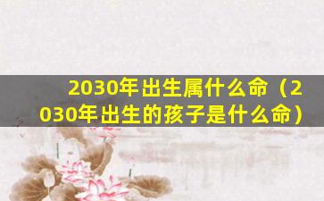 2030年出生属什么命（2030年出生的孩子是什么命）