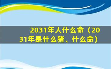 2031年人什么命（2031年是什么猪、什么命）