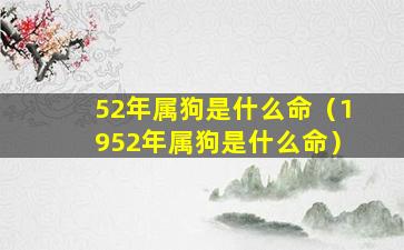 52年属狗是什么命（1952年属狗是什么命）