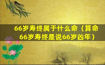 66岁寿终属于什么命（算命66岁寿终是说66岁凶年）