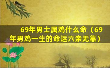 69年男士属鸡什么命（69年男鸡一生的命运六亲无靠）