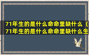 71年生的是什么命命里缺什么（71年生的是什么命命里缺什么生肖）