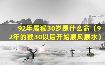 92年属猴30岁是什么命（92年的猴30以后开始顺风顺水）