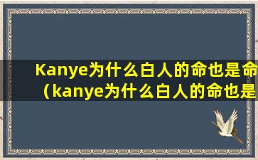 Kanye为什么白人的命也是命（kanye为什么白人的命也是命）