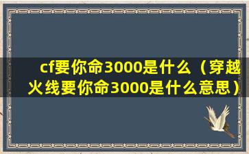 cf要你命3000是什么（穿越火线要你命3000是什么意思）