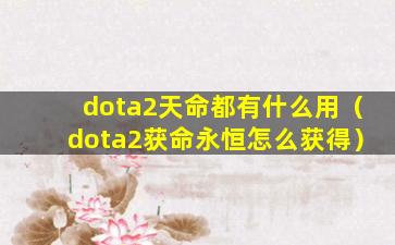 dota2天命都有什么用（dota2获命永恒怎么获得）