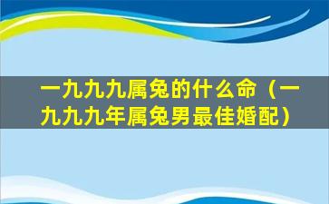 一九九九属兔的什么命（一九九九年属兔男最佳婚配）