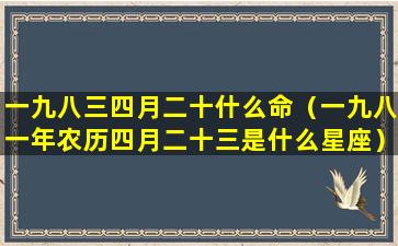 一九八三四月二十什么命（一九八一年农历四月二十三是什么星座）