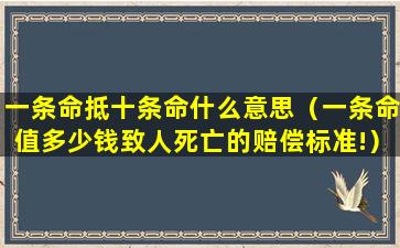 一条命抵十条命什么意思（一条命值多少钱致人死亡的赔偿标准!）