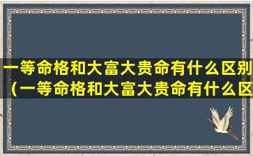 一等命格和大富大贵命有什么区别（一等命格和大富大贵命有什么区别图片）