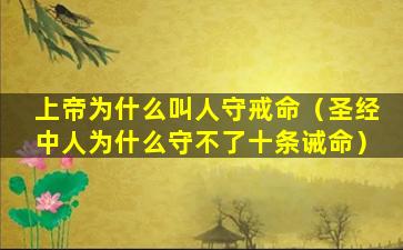 上帝为什么叫人守戒命（圣经中人为什么守不了十条诫命）