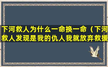 下河救人为什么一命换一命（下河救人发现是我的仇人我就放弃救援）