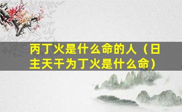 丙丁火是什么命的人（日主天干为丁火是什么命）