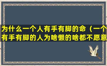 为什么一个人有手有脚的命（一个有手有脚的人为啥懒的啥都不愿意做了）