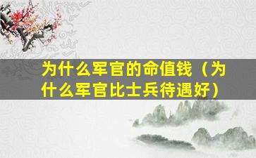 为什么军官的命值钱（为什么军官比士兵待遇好）