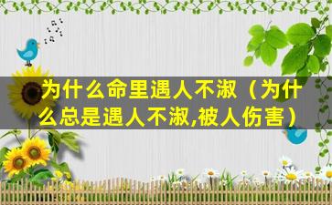 为什么命里遇人不淑（为什么总是遇人不淑,被人伤害）