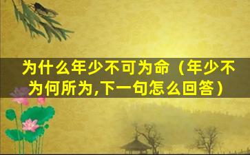 为什么年少不可为命（年少不为何所为,下一句怎么回答）