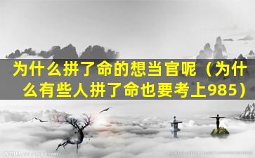 为什么拼了命的想当官呢（为什么有些人拼了命也要考上985）