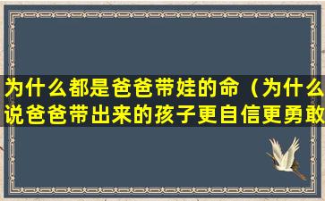 为什么都是爸爸带娃的命（为什么说爸爸带出来的孩子更自信更勇敢）