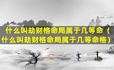 什么叫劫财格命局属于几等命（什么叫劫财格命局属于几等命格）