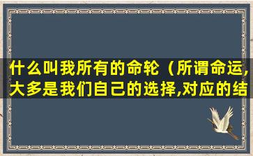 什么叫我所有的命轮（所谓命运,大多是我们自己的选择,对应的结果而已）