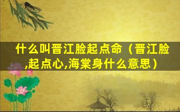 什么叫晋江脸起点命（晋江脸,起点心,海棠身什么意思）