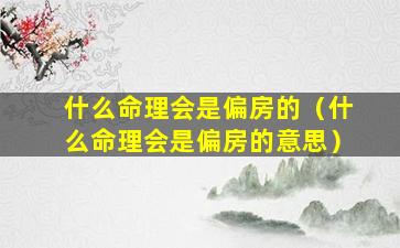 什么命理会是偏房的（什么命理会是偏房的意思）